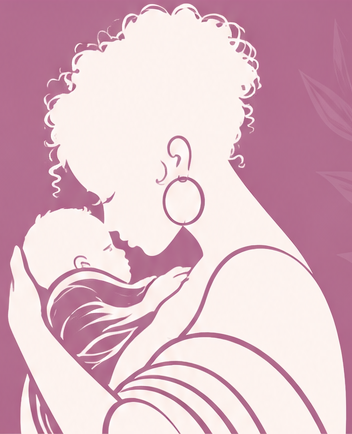 Elegant silhouette of a mother holding her baby